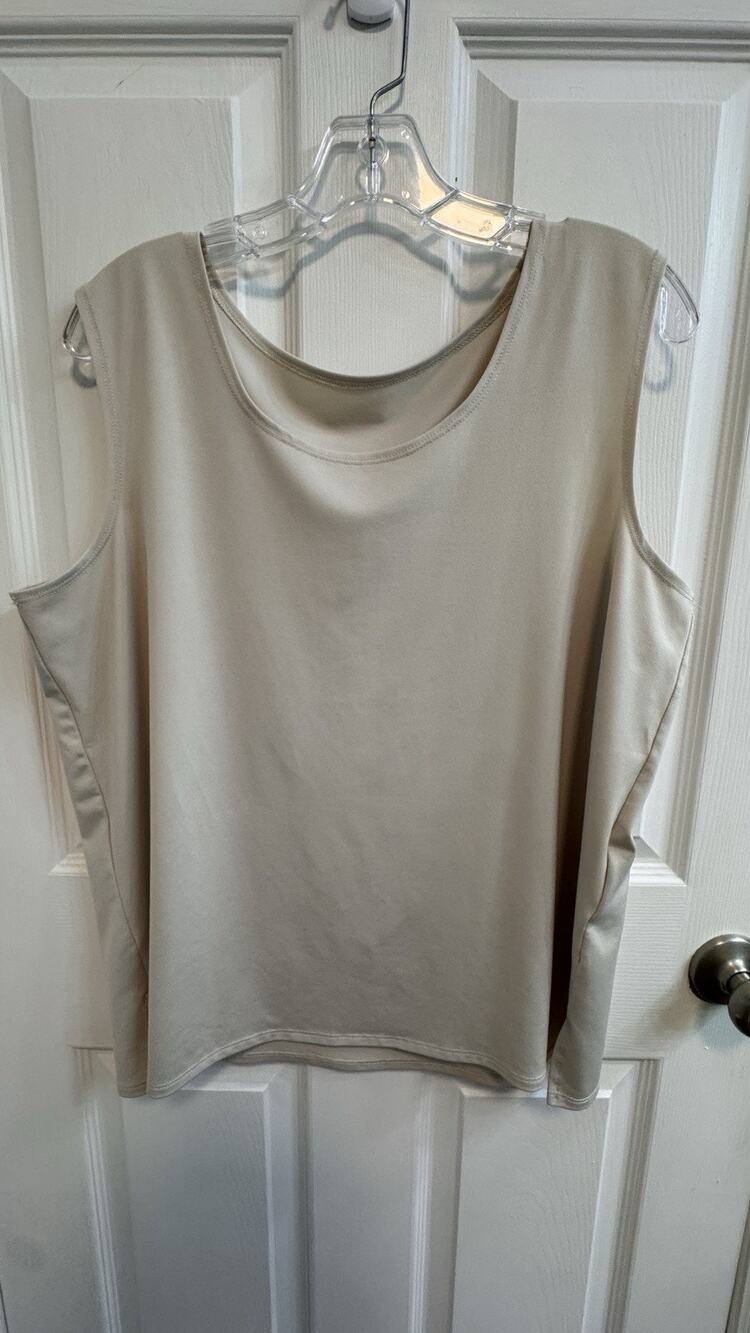 Susan Graver Style XL Beige Tank Scoop Neck Polyester Blend